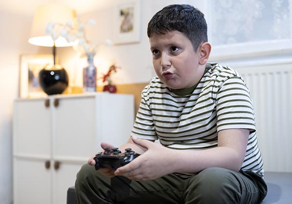 Boy playing video games