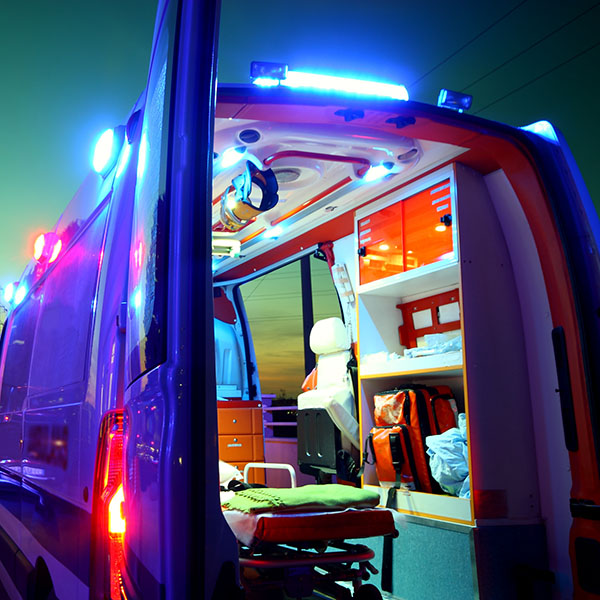 The interior of an ambulance